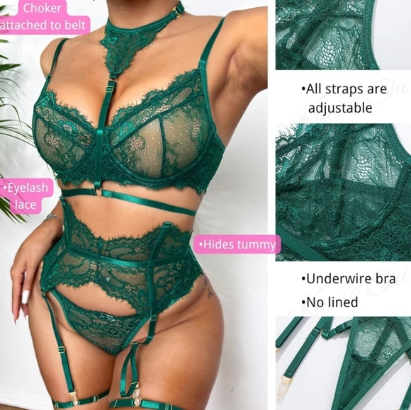 Kaei&Shi Exotic Choker, High Waisted Belt, G String, 5 Piece Strappy Garter - Picture 2 of 7